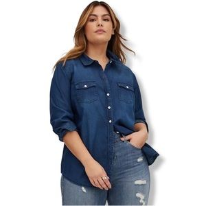 Torrid Denim Button Up Shirt Blouse